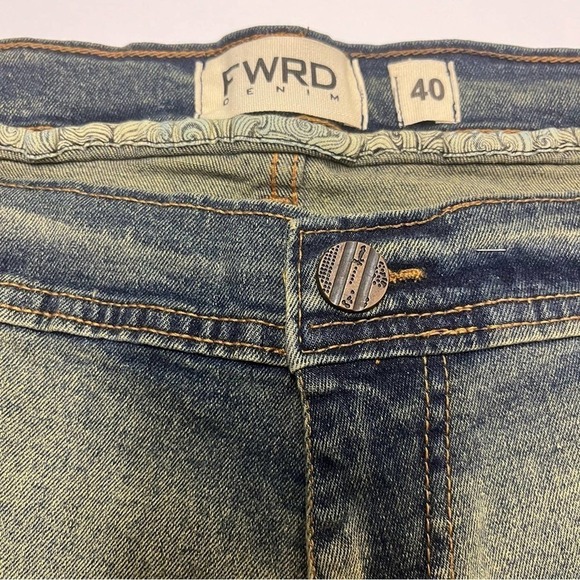 FWRD Denim Men’s Ice Blue Slim Fit Splash Jean Stretch Shorts Sz 40 New - Picture 5 of 7